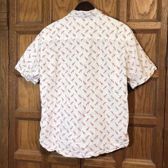 MB Michael Brandon Slim Fit Men's XL White Pink Flamingo Print Button Down Shirt - Picture 4 of 8